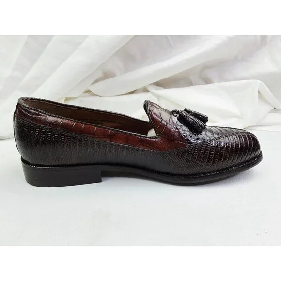 Stacy Adams Genuine Snake Size 9M Mens Brown Slip On Tassel  display picture 1